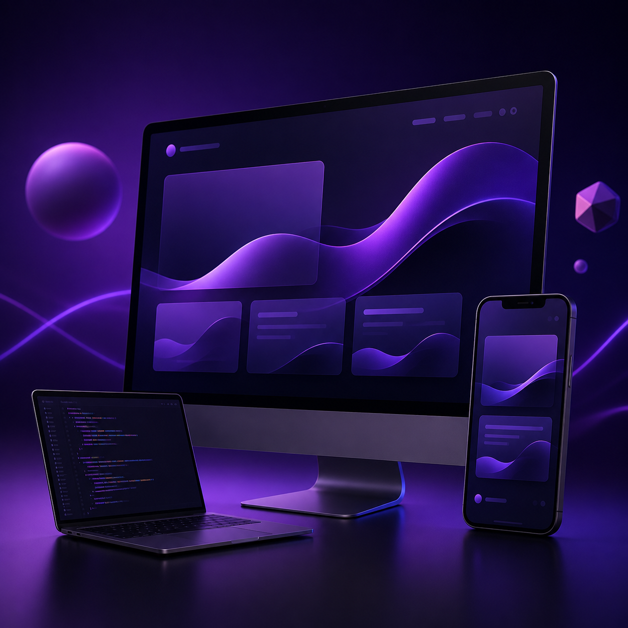Digital experience showcase across desktop, laptop and smartphone